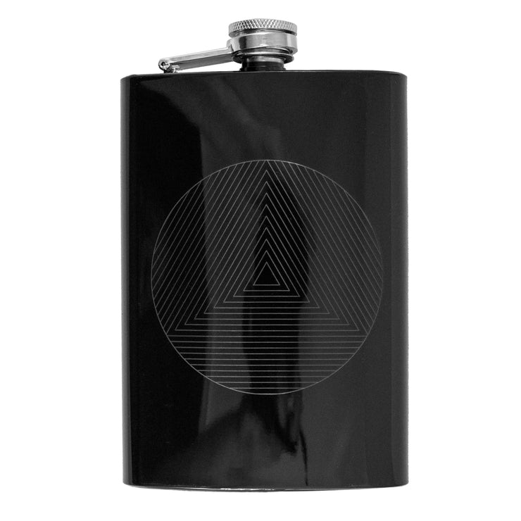 8oz BLACK Circle Triangle Design Flask