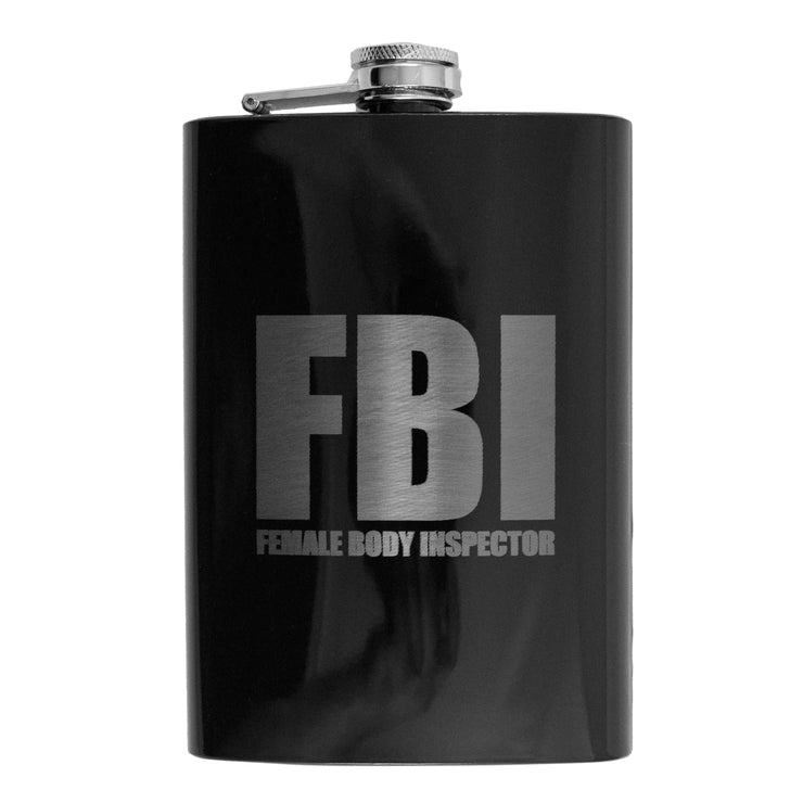 8oz BLACK Female Body Inspector Flask