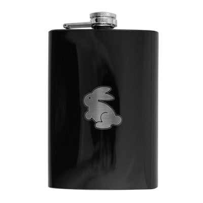 8oz BLACK Follow the White Rabbit Flask