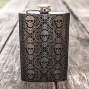 8oz BLACK Gothic Baroque Flask