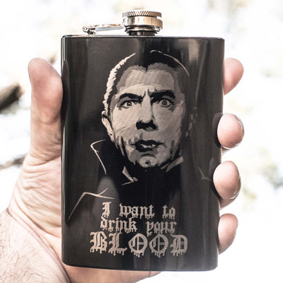 8oz BLACK I Want to Drink Your Blood Flask