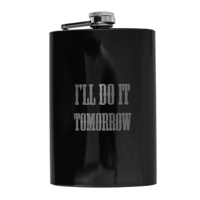 8oz BLACK I'll Do It Tomorrow Flask