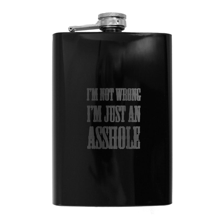 8oz BLACK I'm Not Wrong Flask Fun Silly Novelty