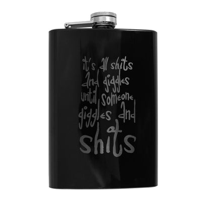 8oz BLACK It's All Giggles Flask