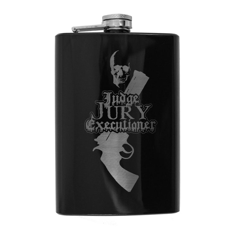 8oz BLACK Judge Jury Executioner Flask