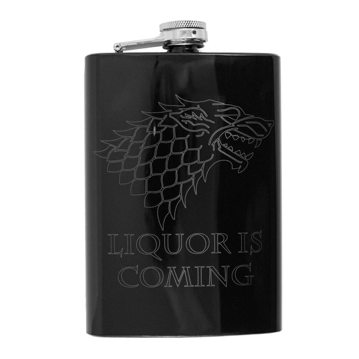 8oz BLACK Liquor Is Coming Flask