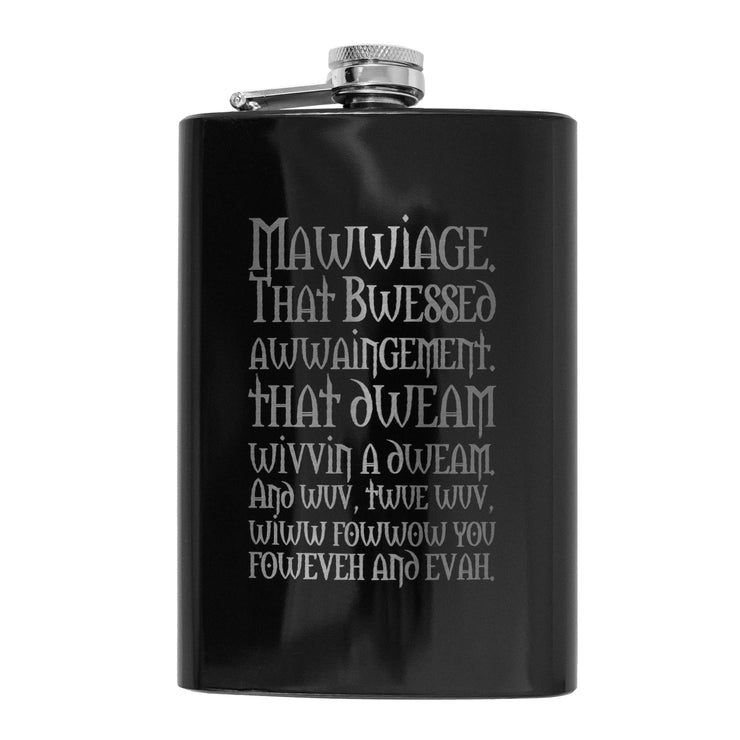 8oz BLACK Mawwiage That Bwessed Awwaingement Flask