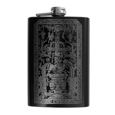 8oz BLACK Mayan Astronaut Flask