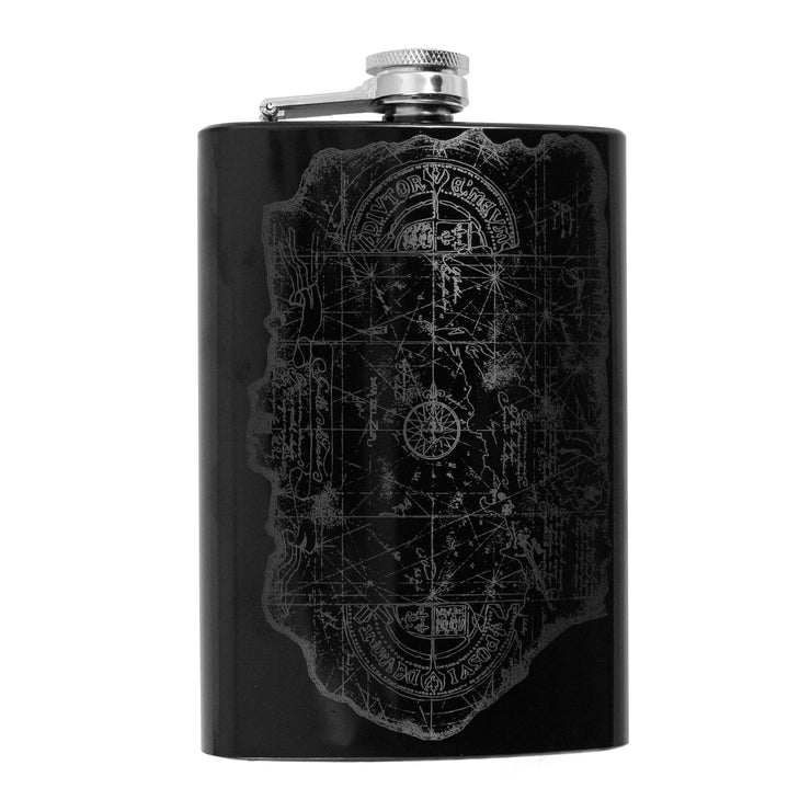 8oz BLACK One Eyed Willie Treasure Map Flask