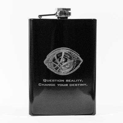 8oz BLACK Question Reality Flask