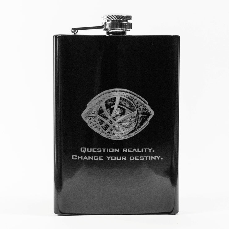 8oz BLACK Question Reality Flask