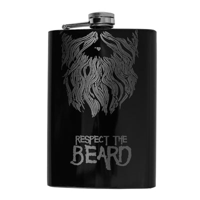 8oz BLACK Respect the Beard Flask