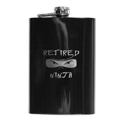 8oz BLACK Retired Ninja Flask