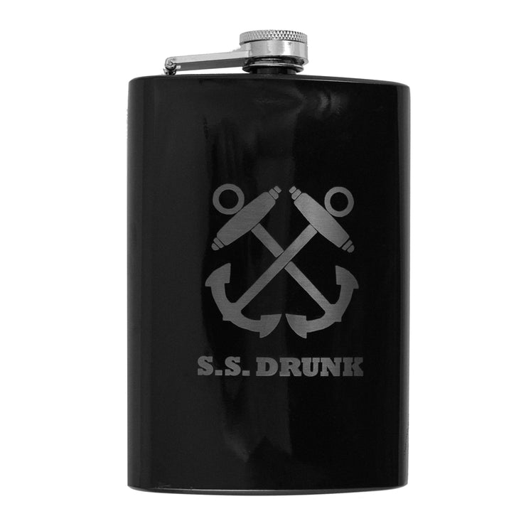 8oz BLACK SS Drunk Flask