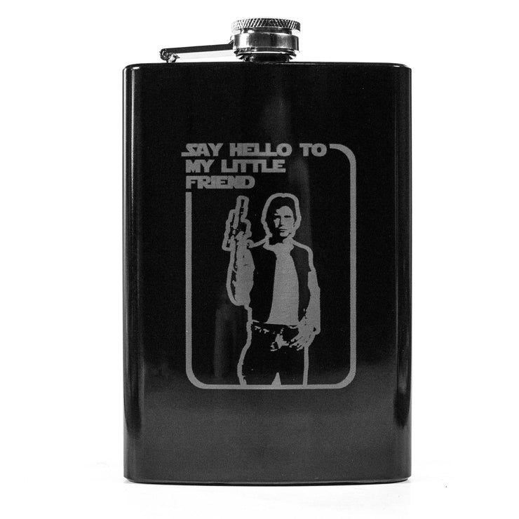 8oz BLACK Say Hello to My Little Friend Flask