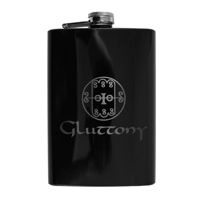 8oz BLACK Seven Deadly Sins GLUTTONY Flask