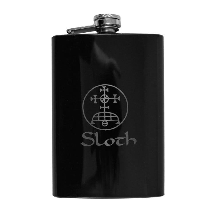 8oz BLACK Seven Deadly Sins SLOTH Flask