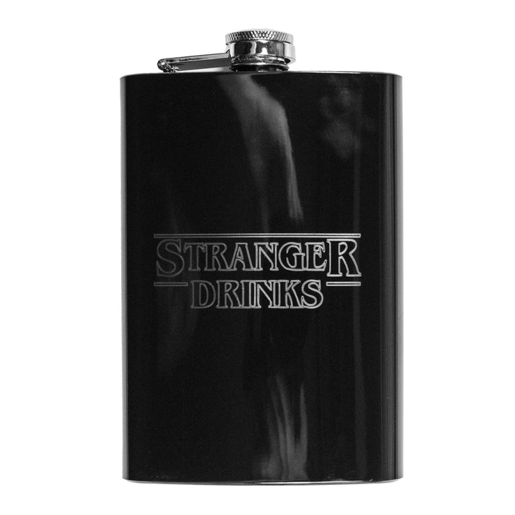 8oz BLACK Stranger Drinks Flask