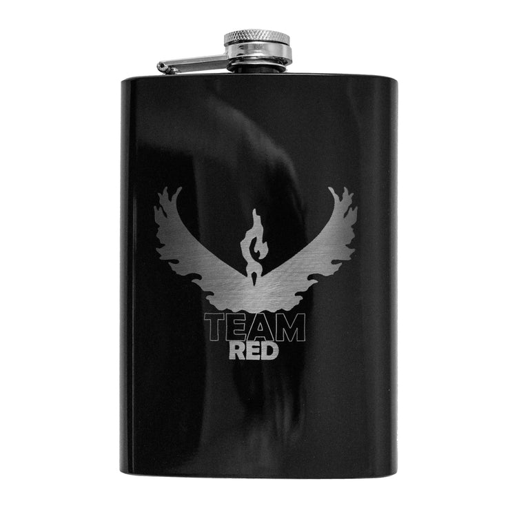 8oz BLACK Team Red Flask