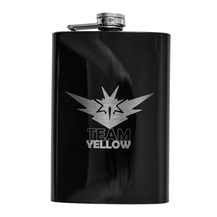 8oz BLACK Team Yellow Flask