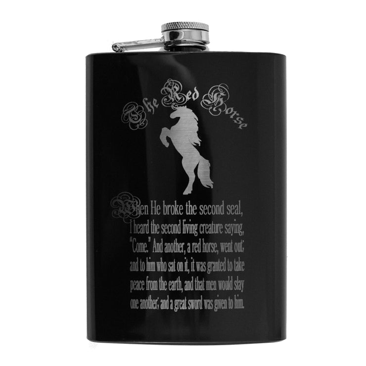 8oz BLACK The Red Horse Four Horsemen of the Apocalypse Flask