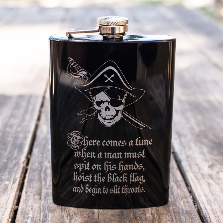 8oz BLACK There Comes a Time Flask