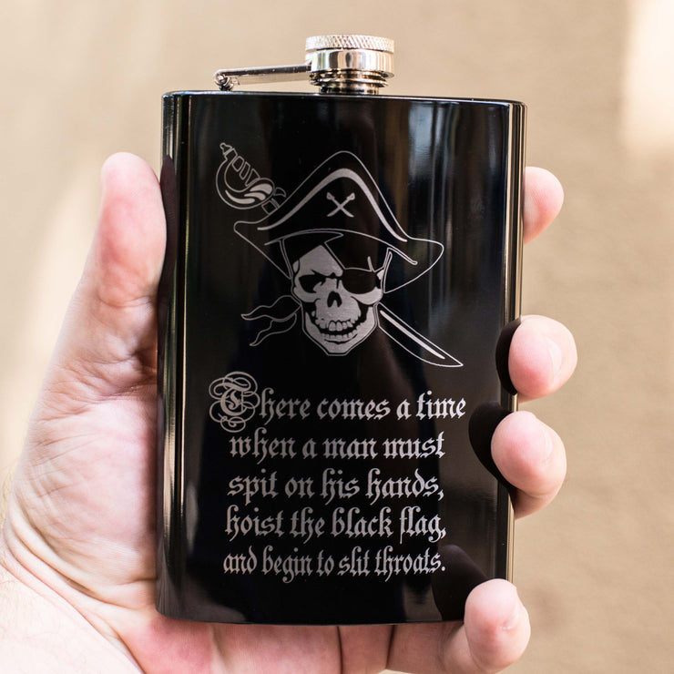 8oz BLACK There Comes a Time Flask