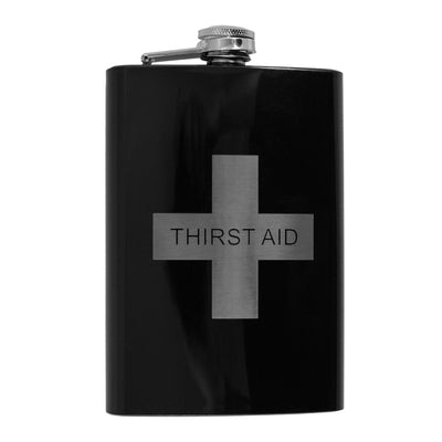 8oz BLACK Thirst Aid Flask