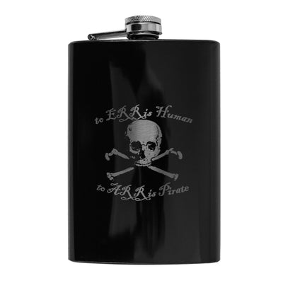 8oz BLACK To ERR Is Human To ARR Is Pirate Flask