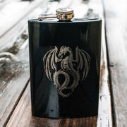 8oz BLACK Vintage Flying Dragon Flask