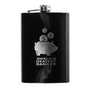 8oz BLACK World's Okayest Banker Flask