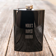 8oz BLACK World's Okayest Brother Flask