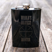 8oz BLACK World's Okayest Hunter Flask
