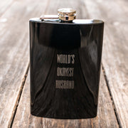 8oz BLACK World's Okayest Husband Flask