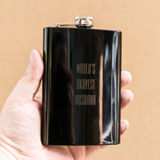 8oz BLACK World's Okayest Husband Flask