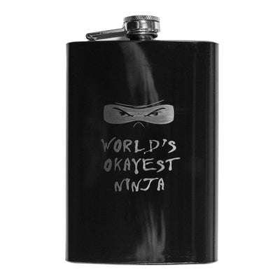 8oz BLACK World's Okayest Ninja Flask