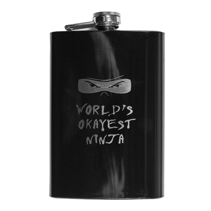 8oz BLACK World's Okayest Ninja Flask