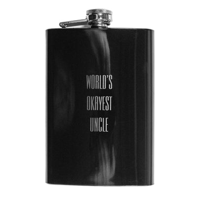 8oz BLACK World's Okayest Uncle Flask