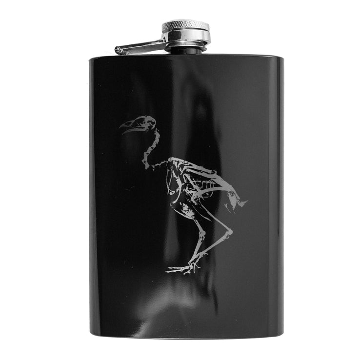 8oz BLACK Bird Skeleton Flask