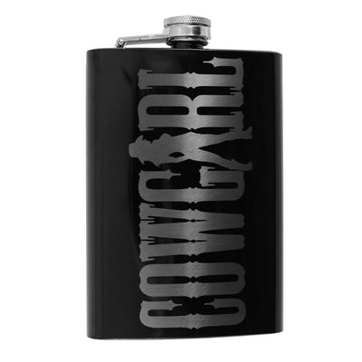 8oz Black Cowgirl Flask