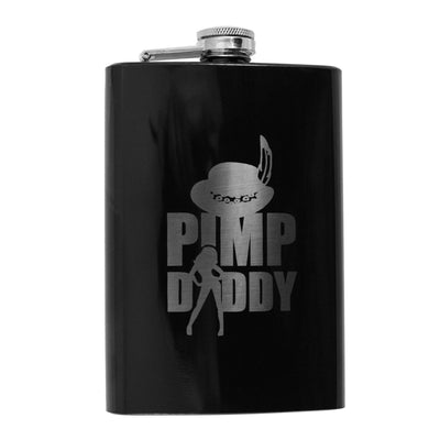 8oz BLACK Pimp Daddy Flask