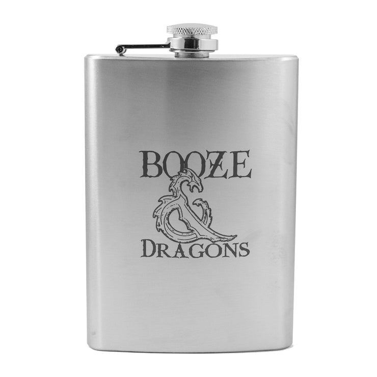 8oz Booze and Dragons Stainless Steel Flask