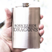 8oz Born To Ride Dragons Stainless Steel Flask