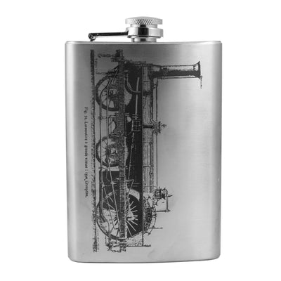 8oz Crampton Steam Locomotive Flask L1 Historic Stainless Steel Flask