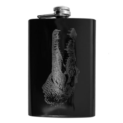 8oz BLACK Croc Flask