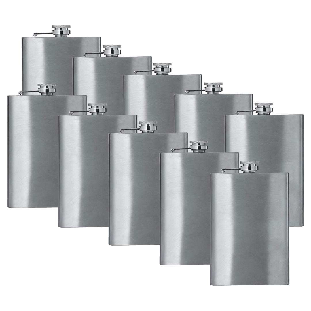 HipFlaskPlus 8oz stainless steel hip flasks groomsman gift set of 10