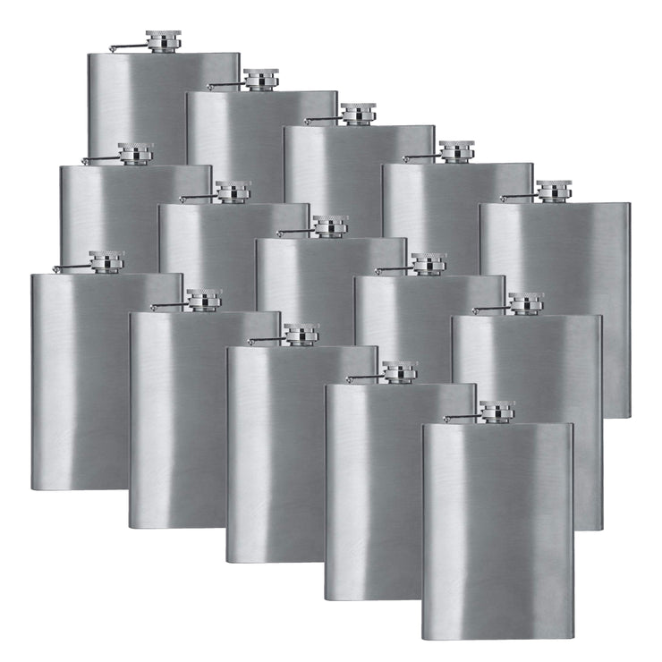 8oz Stainless Steel Hip Flask (QTY 15) (Stainless steel) Groomsman wedding gift
