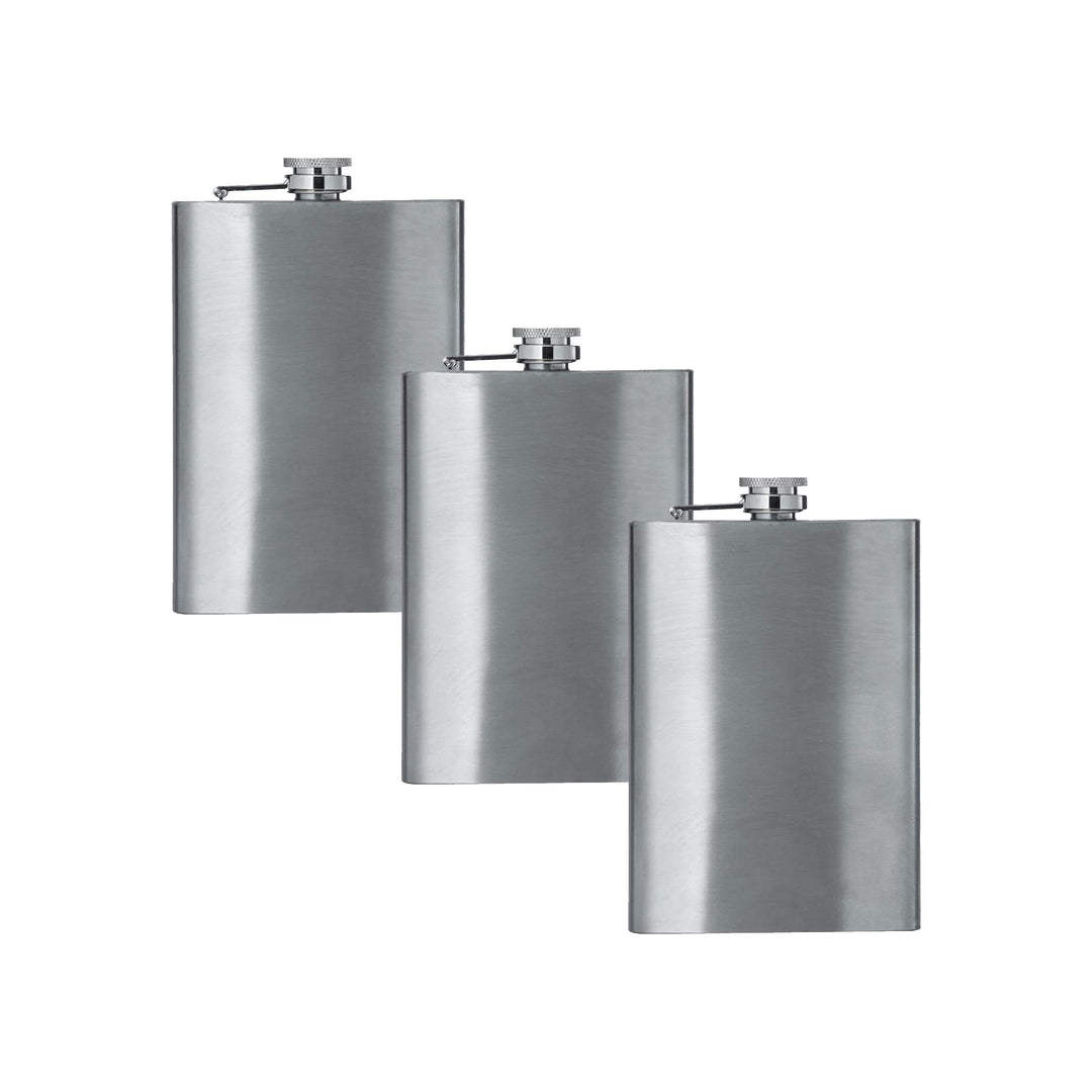 HipFlaskPlus 8oz stainless steel hip flasks groomsman gift set of 3