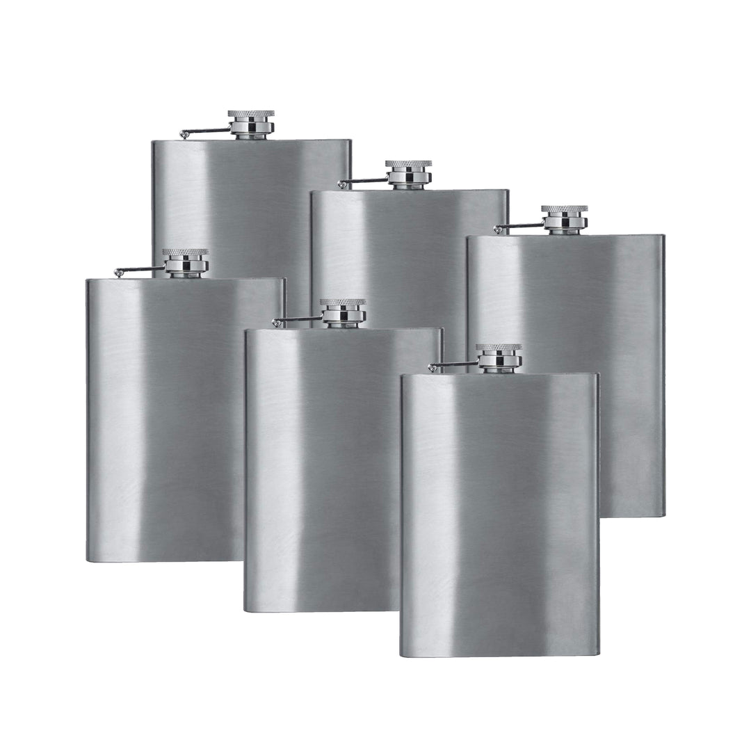 HipFlaskPlus 8oz stainless steel hip flasks groomsman gift set of 6