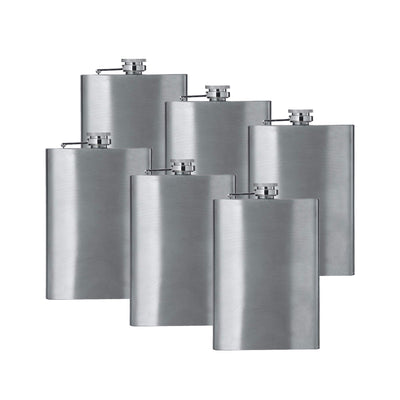 8oz Stainless Steel Hip Flask (QTY 6) (Stainless steel) Groomsman wedding gift